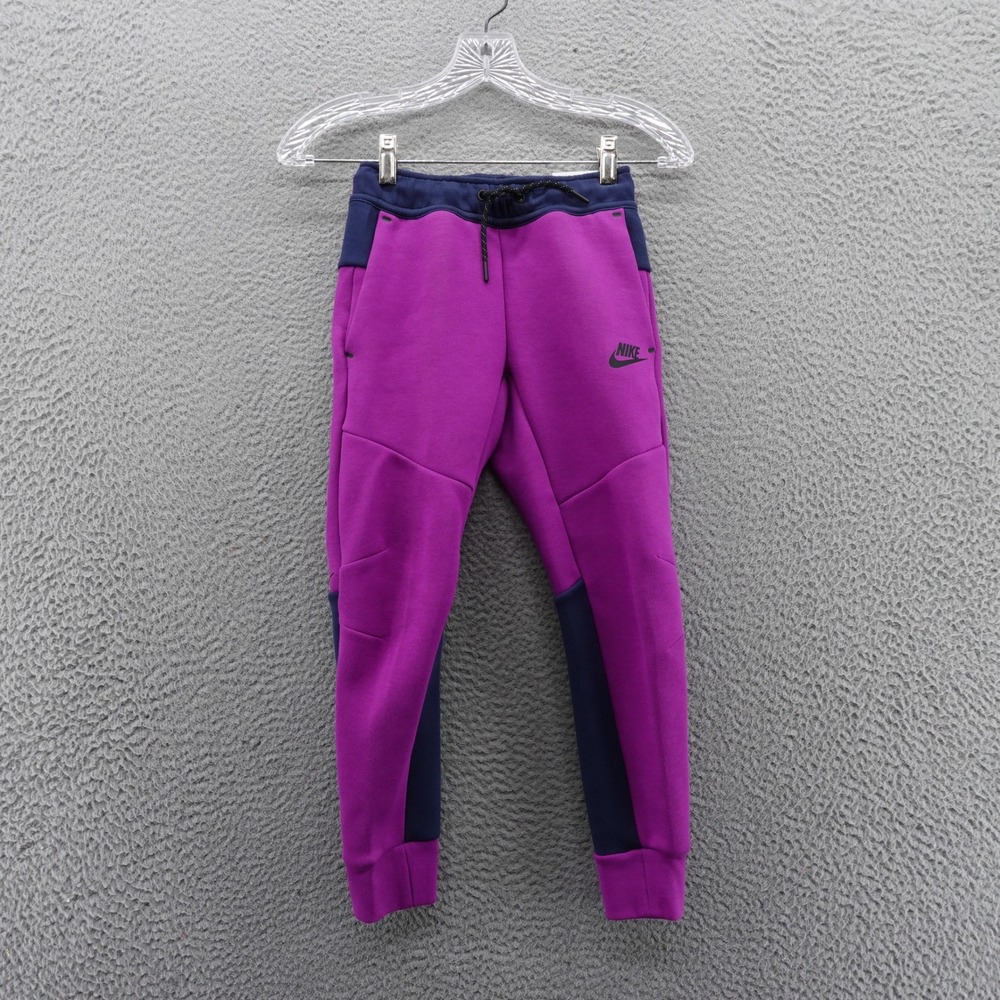 Nike Kids Tech‎ Fleece Joggers Purple Navy XS Standard Fit Pants NEW